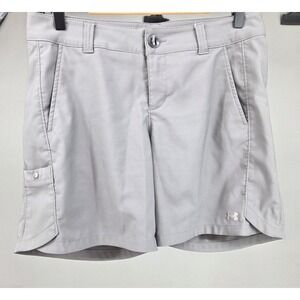 Under Armour Storm HeatGear Shorts Women 8‎ Gray Golf Hiking Sporty Gorpcore
